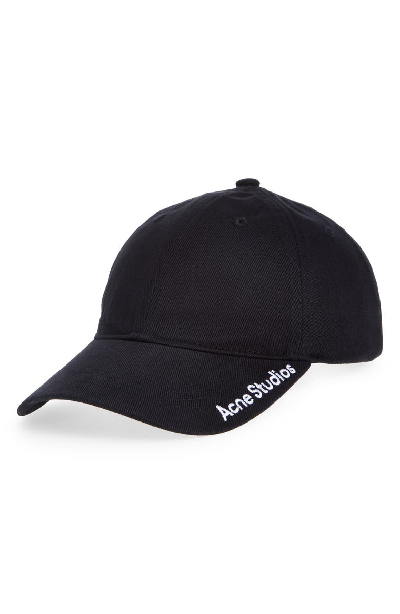 Acne Studios Carliy Straight Logo Baseball Cap, Main, color, Black