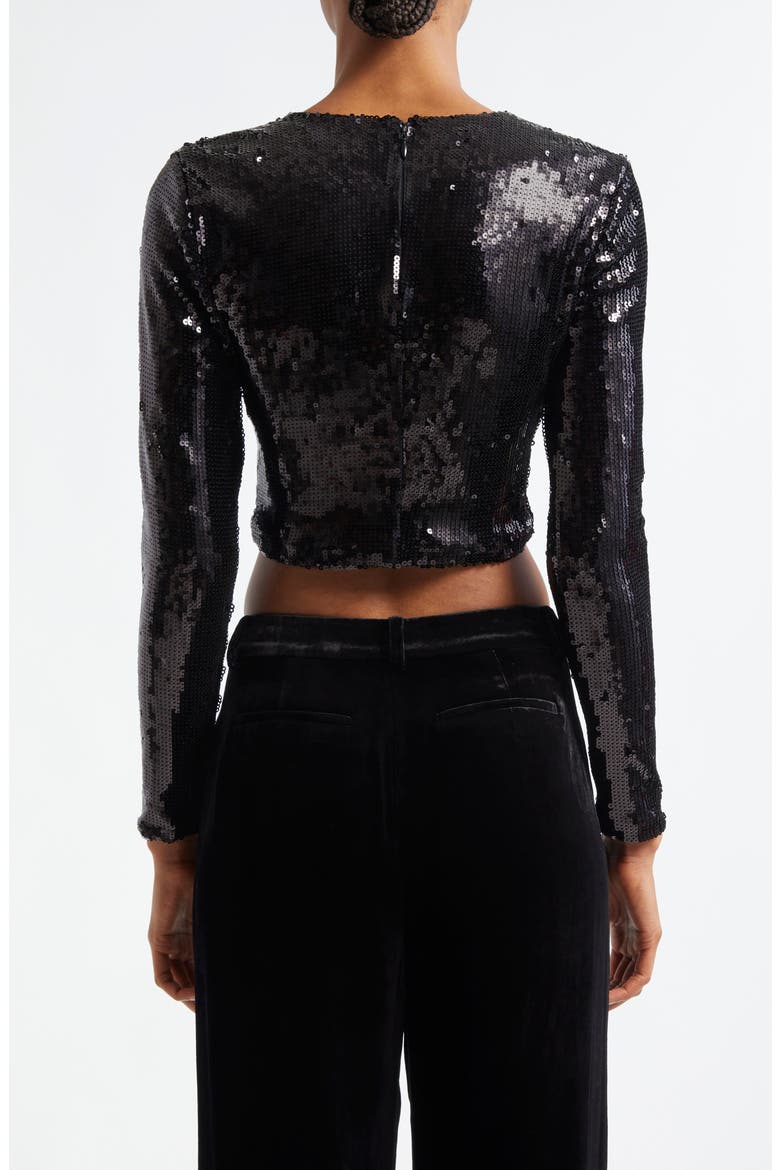 Rogan Sequin Crop Top, Alternate, color, BLACK
