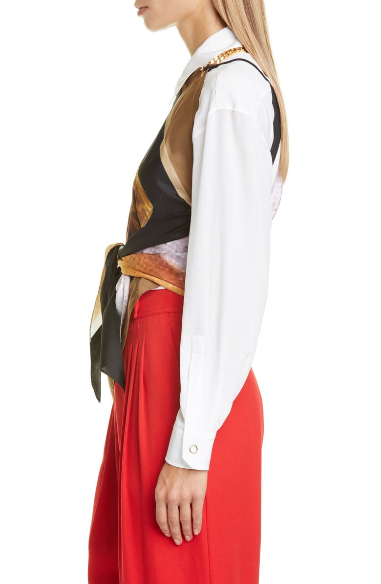 Burberry Amaris Archive Perfume Bottle Print Silk Twill Top, Alternate, color, 