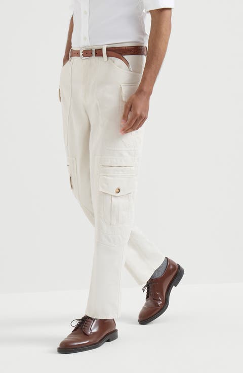 Peached cotton gabardine explorer trousers