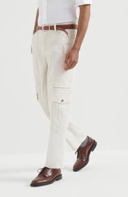 Brunello Cucinelli Peached cotton gabardine explorer trousers