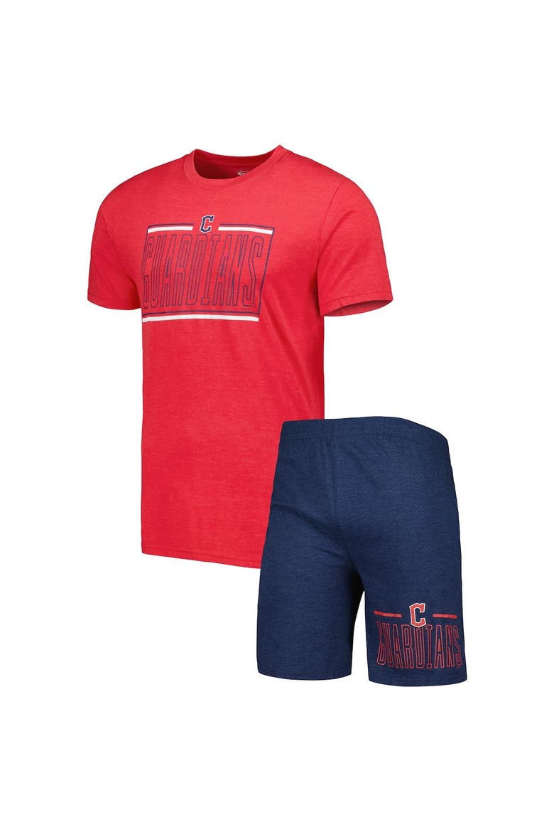 Men's Concepts Sport Navy/Red Cleveland Guardians Meter T-Shirt and Shorts Sleep Set, Main, color, Navy