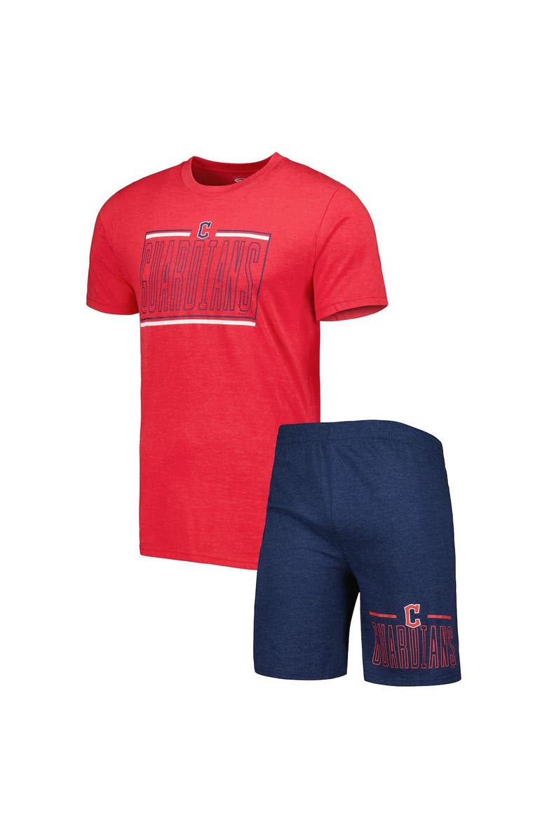 CONCEPTS SPORT Men's Concepts Sport Navy/Red Cleveland Guardians Meter T-Shirt and Shorts Sleep Set, Main, color, Navy