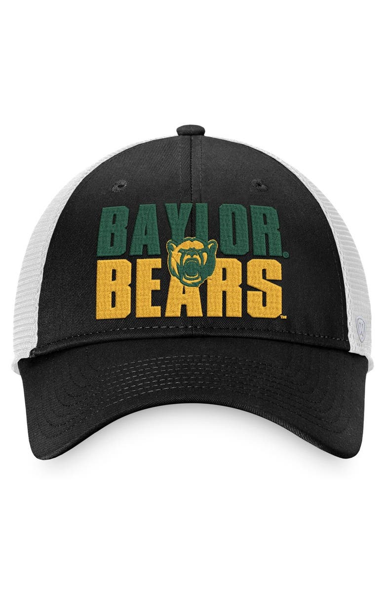 TOP OF THE WORLD Men's Top of the World Black/White Baylor Bears Stockpile Trucker Snapback Hat, Alternate, color, Black