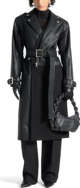 Manière De Voir Ayleen Leather Biker Trench Coat