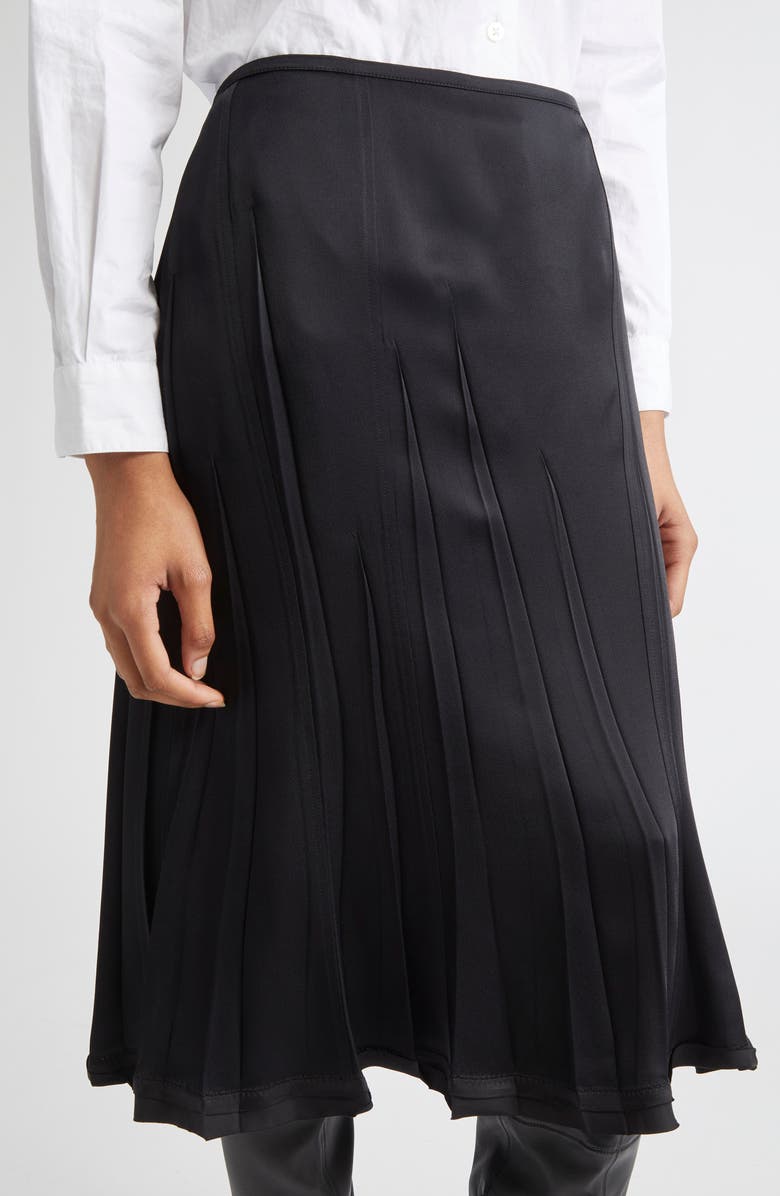 Jil Sander Envers Pleat Detail Raw Hem Satin Skirt, Alternate, color, Black