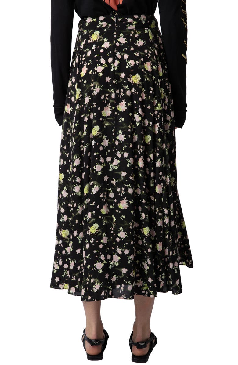 Zadig & Voltaire Joyo Rose Print Midi Skirt, Alternate, color, 