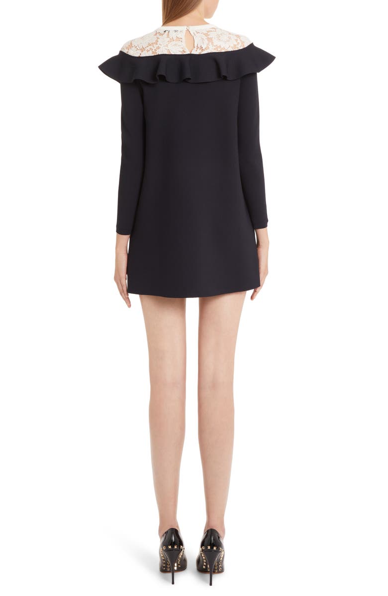 Valentino Lace & Ruffle Knit Dress, Alternate, color, 