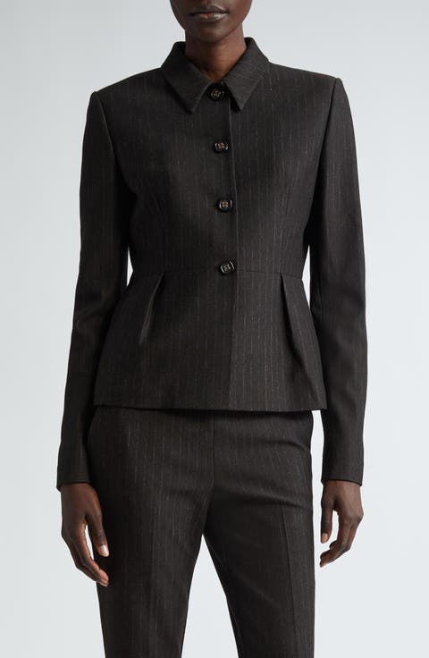 Pinstripe Jersey Peplum Jacket