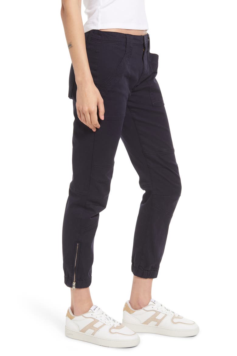 Trapunto Stitch Cuff Moto Pants, Alternate, color, WASHED NAVY