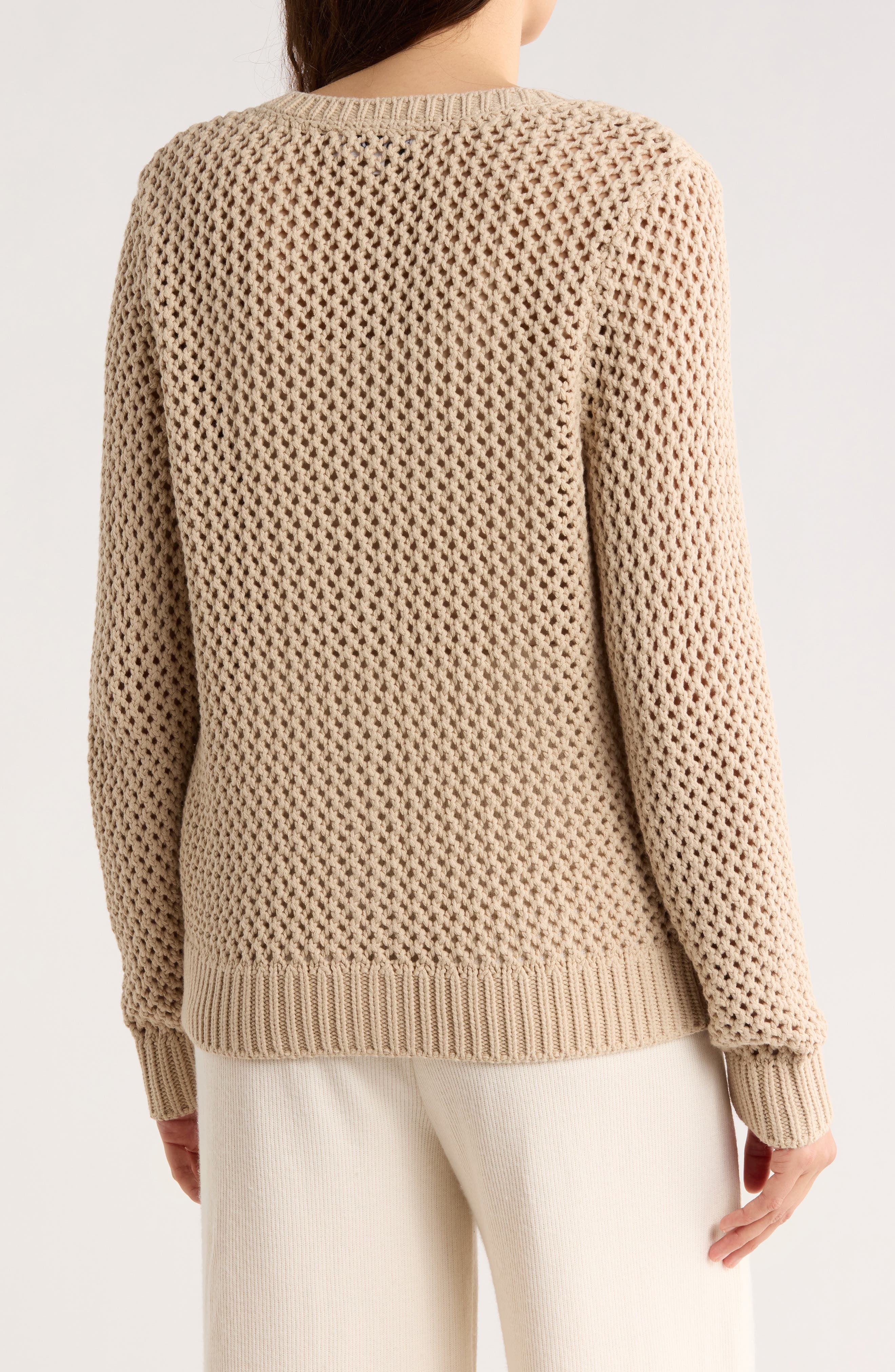 Open Stitch Cotton Blend Cardigan - image 2