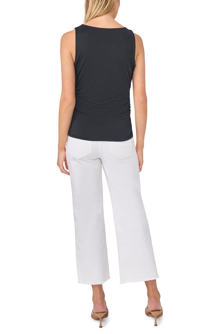 Ruched Compression Tank, Alternate, color, RICH BLACK