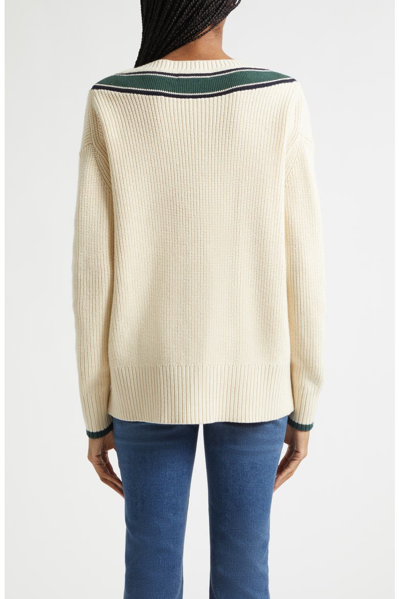 Jovren Contrast Detail Cotton & Cashmere Sweater, Alternate, color, ECRU