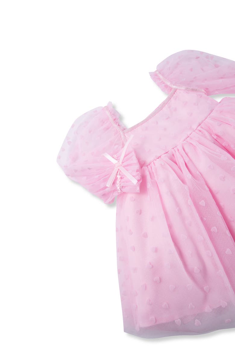 Habitual Kids Bow Accent Long Sleeve Tulle Babydoll Dress, Alternate, color, Light Pink