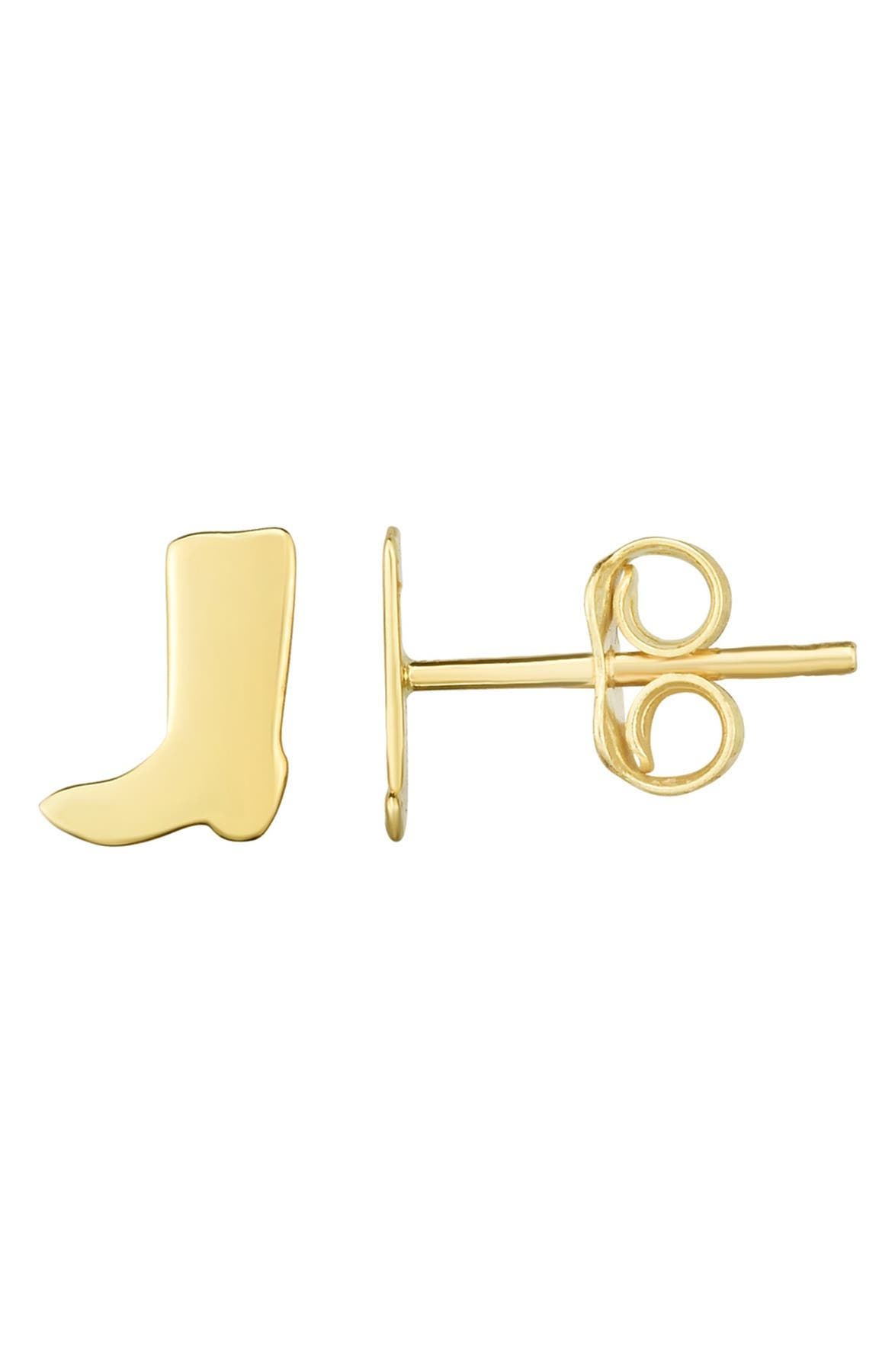KARAT RUSH 14K Yellow Gold Western Boot Stud Earrings