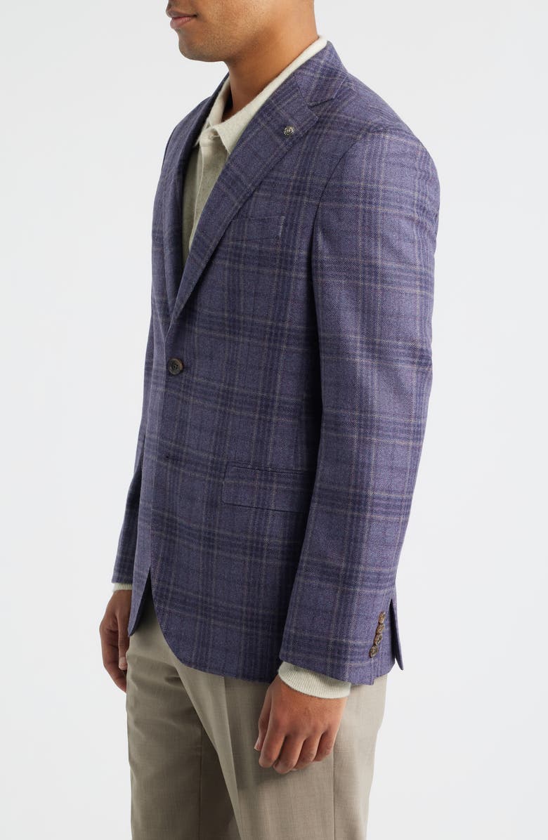 Jack Victor McAllen Lavender Plaid Soft Constructed Brushed Wool & Cashmere Sport Coat, Alternate, color, Lavender