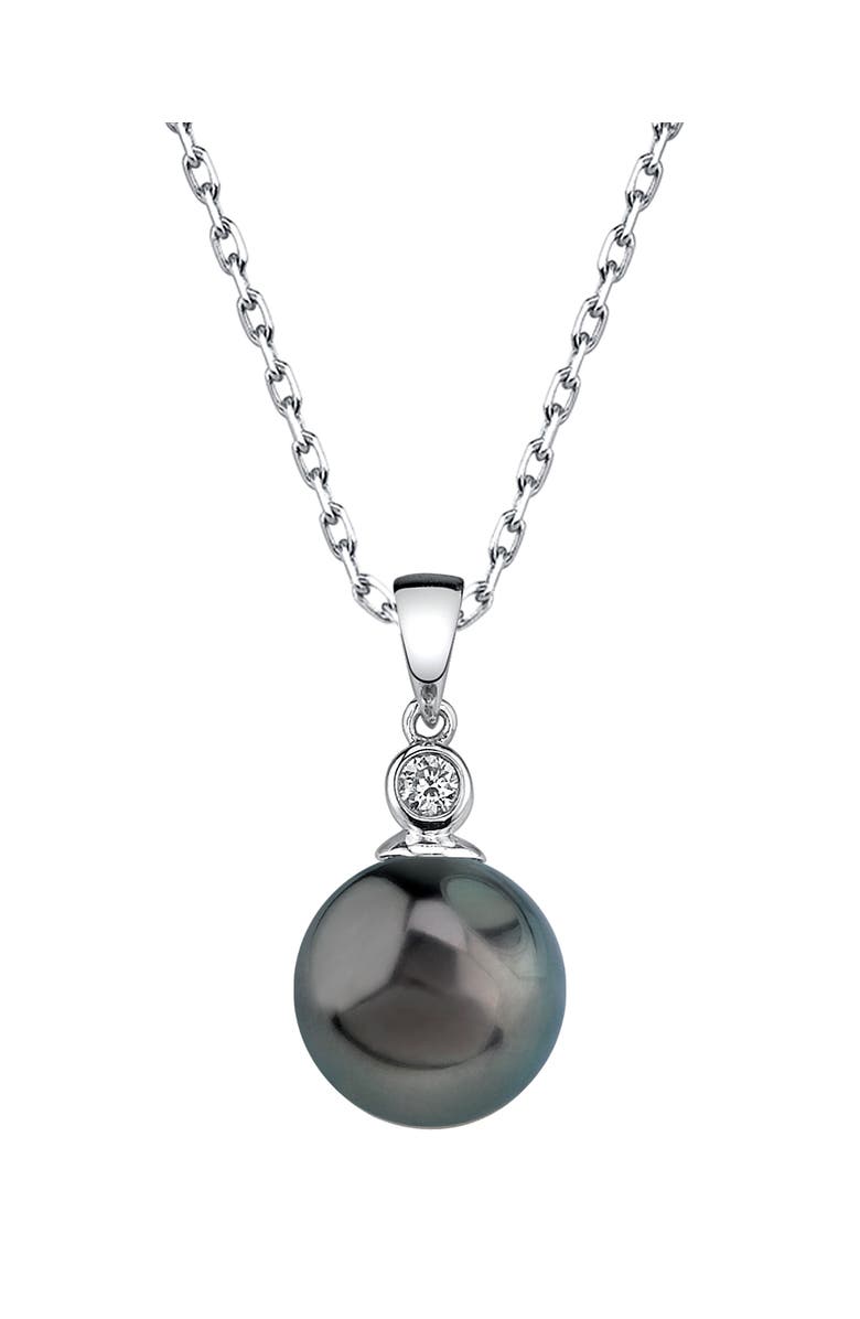 The Pearl Source Tahitian South Sea Pearl & Diamond Michelle Pendant, Main, color, White Gold