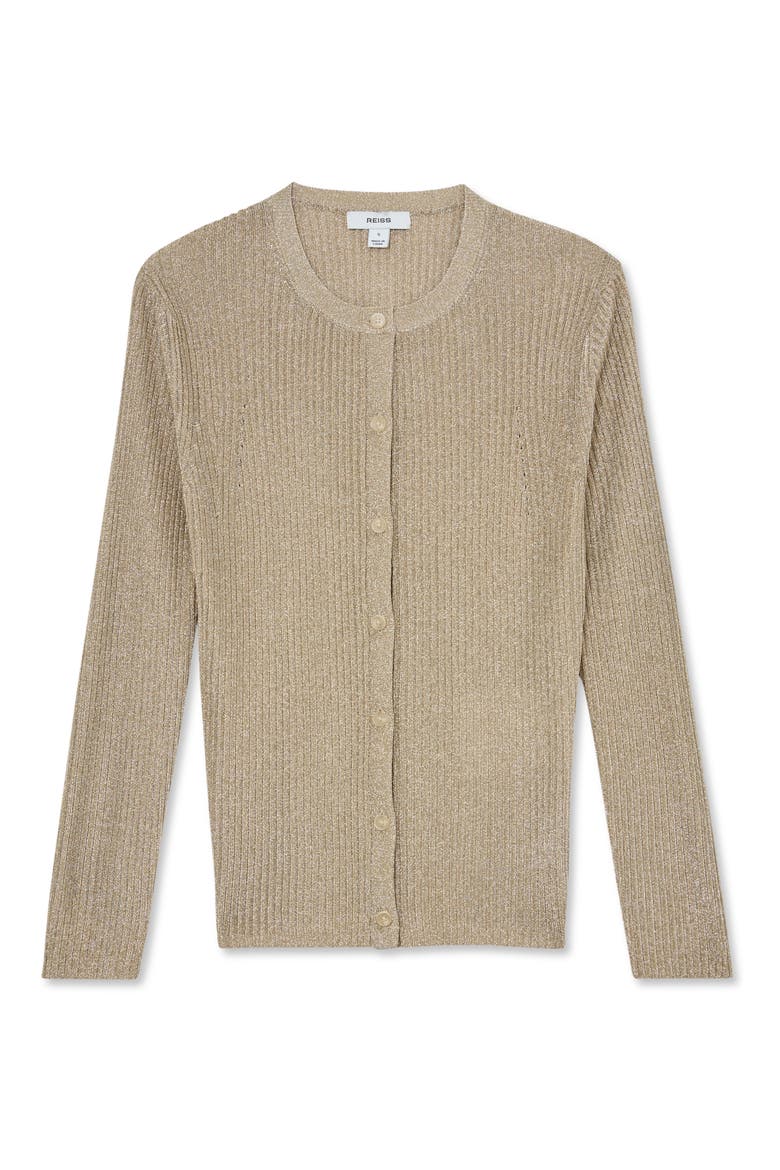 Milo Metallic Rib Cardigan, Alternate, color, GOLD