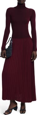 Desigual Long Sleeve Pleat Turtleneck Maxi Dress