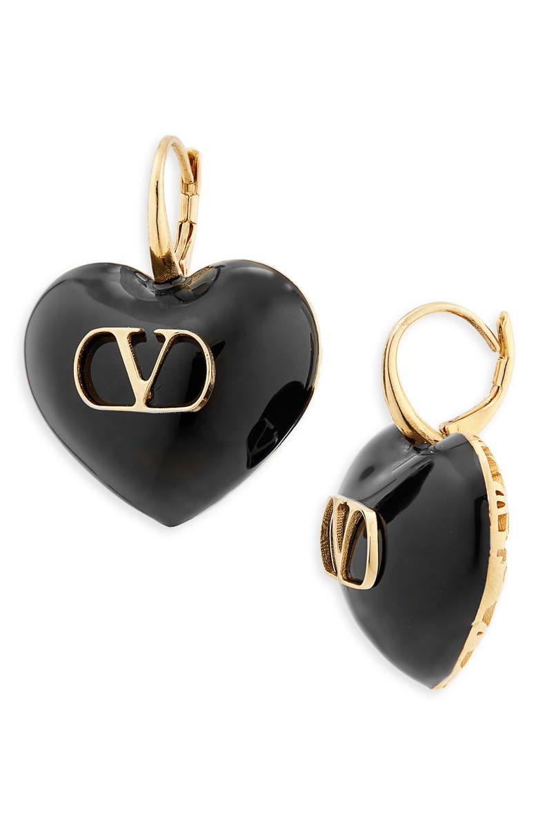 Valentino Garavani Coeur Royal Drop Earrings, Main, color, Oro/ Nero