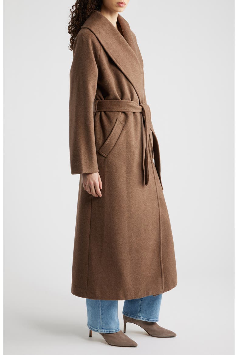 Cocoon Wool Blend Shawl Collar Coat, Alternate, color, BROWN