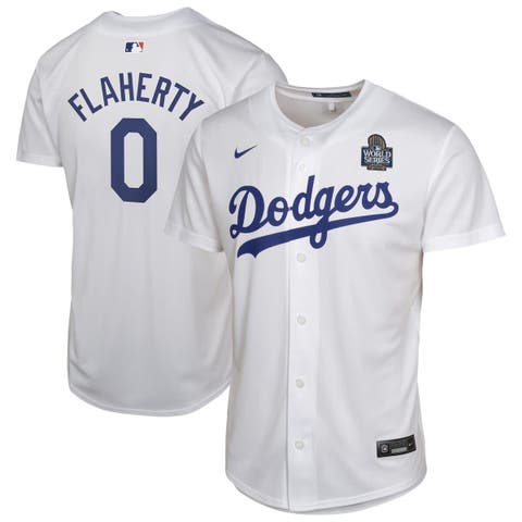 Youth Nike Jack Flaherty White Los Angeles Dodgers 2024 World Series Patch Home Game Player Jersey