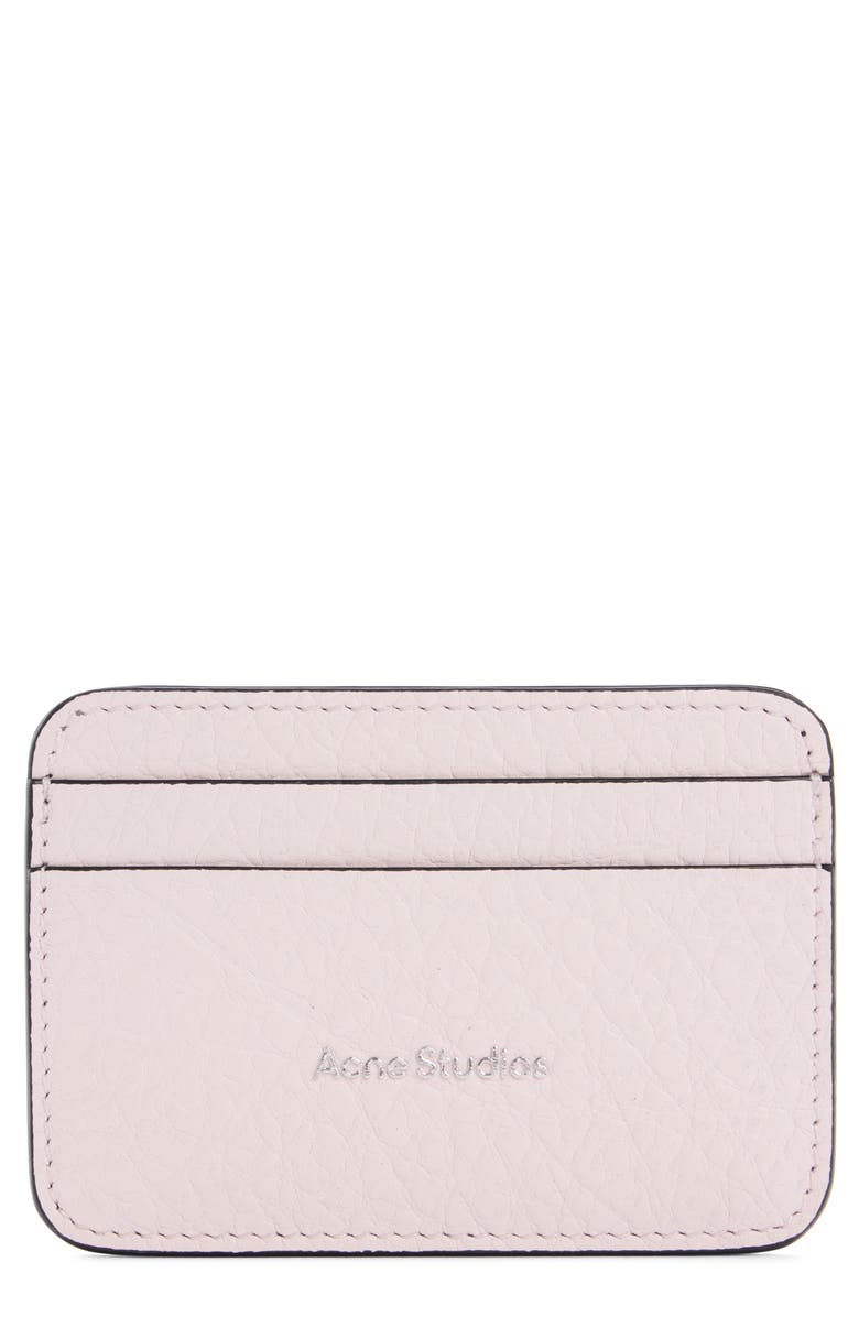 Acne Studios Grained Leather Card Holder, Main, color, Powder Pink