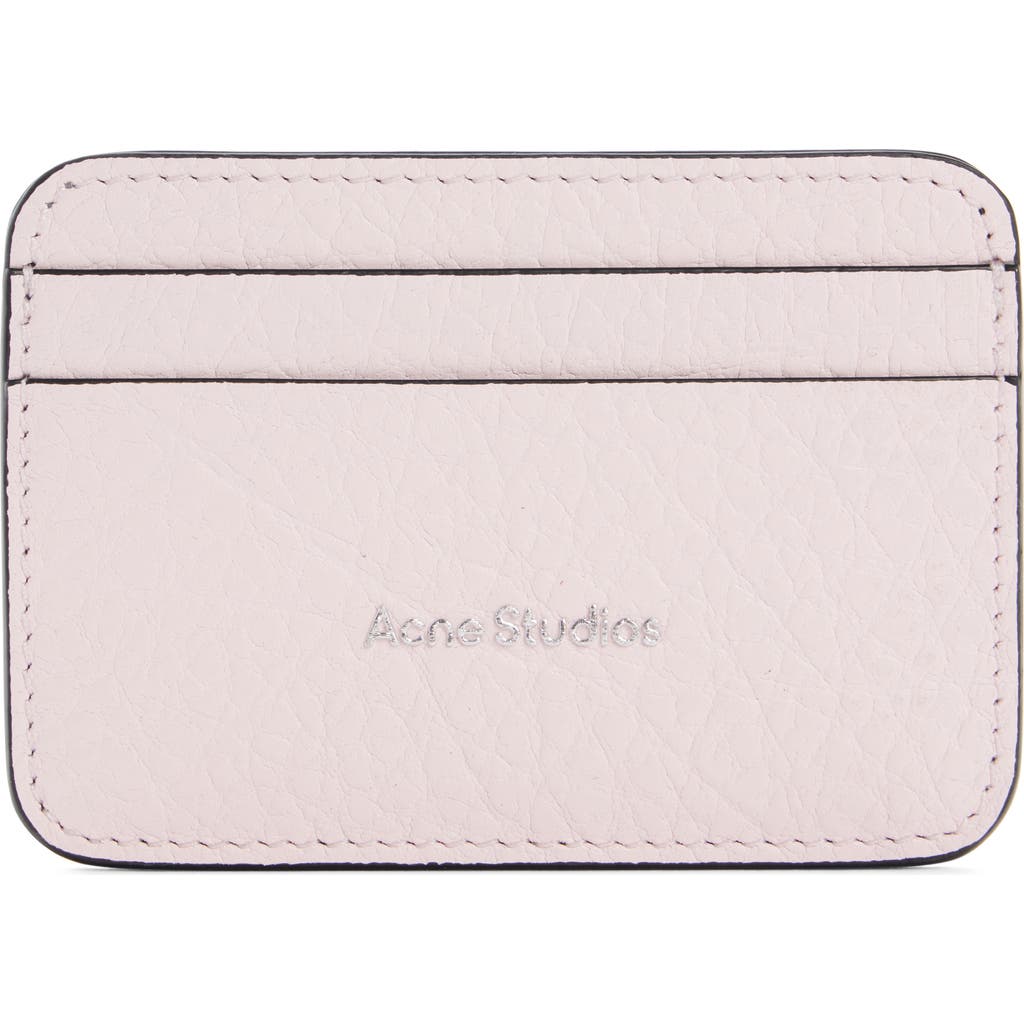 Acne Studios Grained Leather Card Holder In Powder Pink