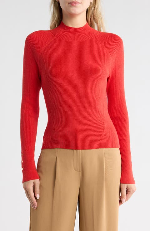 Kassandra Mock Neck Rib Sweater