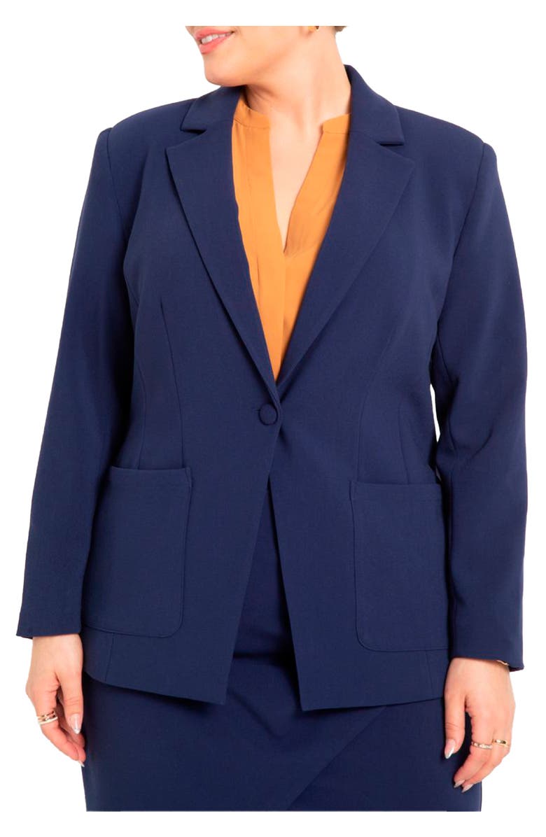 ELOQUII The 365 Suit Patch Pocket Blazer, Main, color, Ocean Cavern
