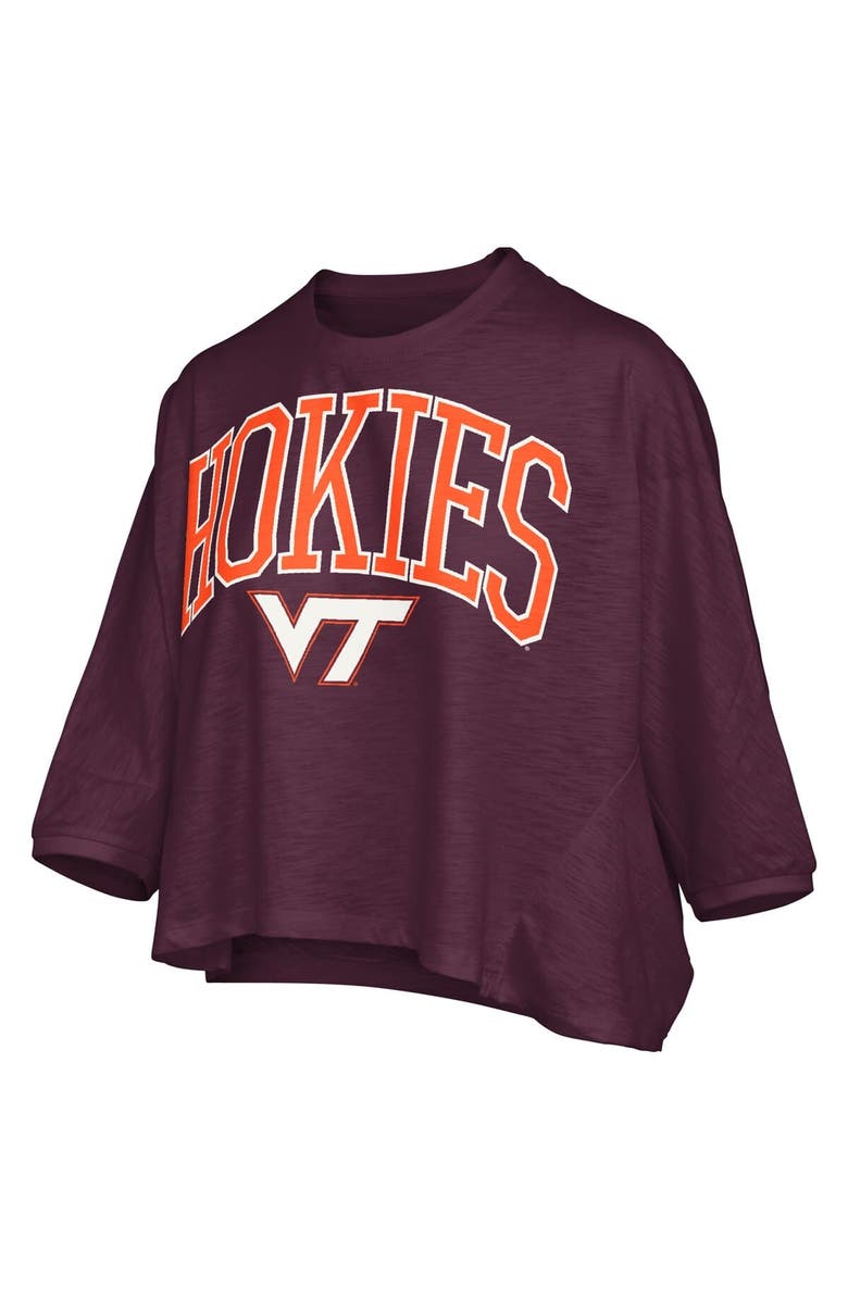 PRESSBOX Women's Pressbox Maroon Virginia Tech Hokies Midi Arch Over Logo Oversized T-Shirt, Alternate, color, Maroon