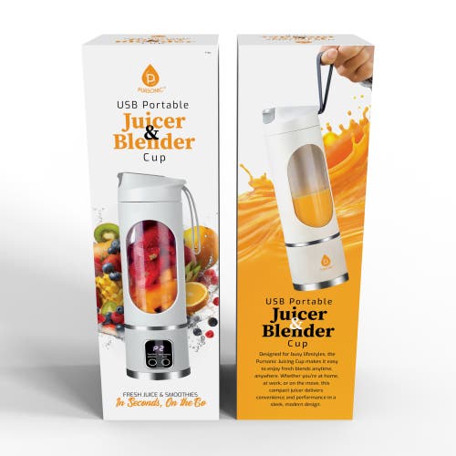 Pursonic Usb Portable Juicer & Blender Cup On-the-go 12-blade Smoothie Maker With 3-speed Motor & Us In White