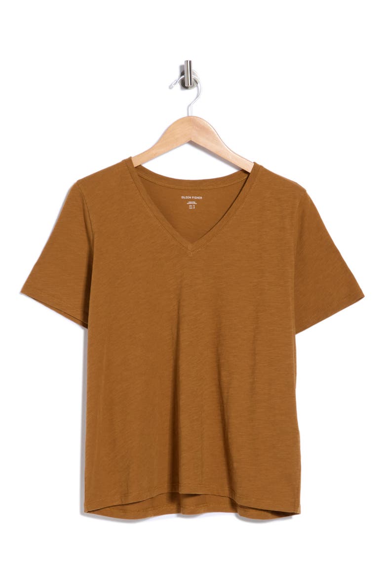 Easy V-Neck Organic Cotton T-Shirt, Alternate, color, BRONZE