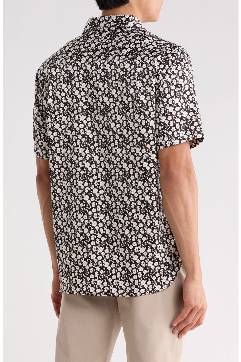 Floral Print Stretch Cotton Shirt, Alternate, color, BLACK BEAUTY