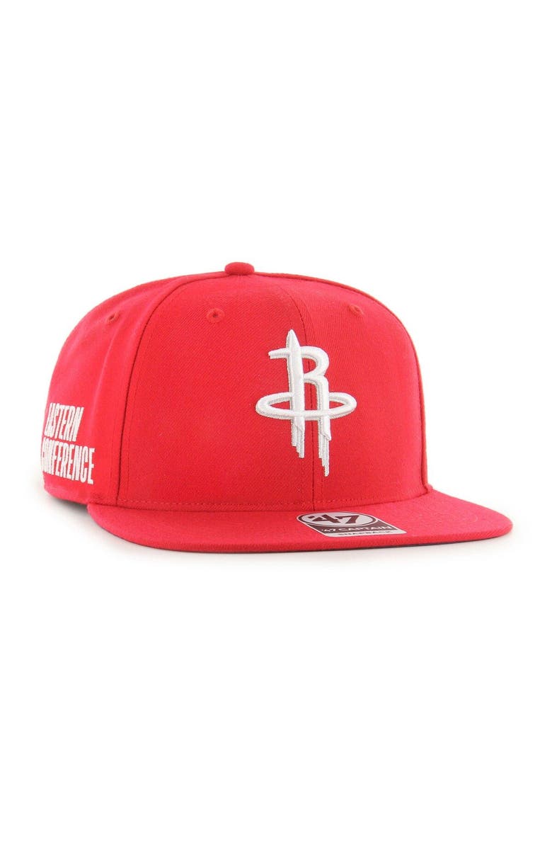 '47 Men's '47  Red Houston Rockets Sure Shot Captain Snapback Hat, Main, color, 