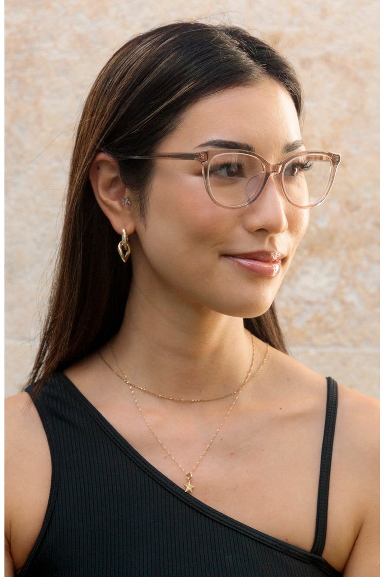 Kahala 53mm Low Bridge Cat Eye Optical Glasses, Alternate, color, SHELL / CLEAR LENSES