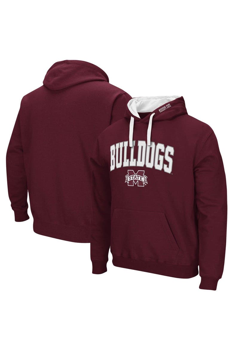 Men's Colosseum Maroon Mississippi State Bulldogs Big & Tall Arch & Logo 2.0 Pullover Hoodie, Main, color, Maroon