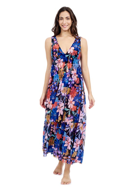 Profile By Gottex Melody V-neck Maxi Mesh Dress In Black Multi