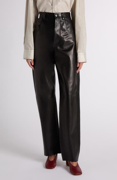 Straight Leg Leather Trousers
