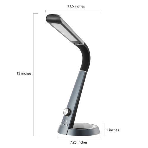 Jonathan Y Milton Contemporary Adjustable Dimmable Usb Charging Led Desk Lamp In Black