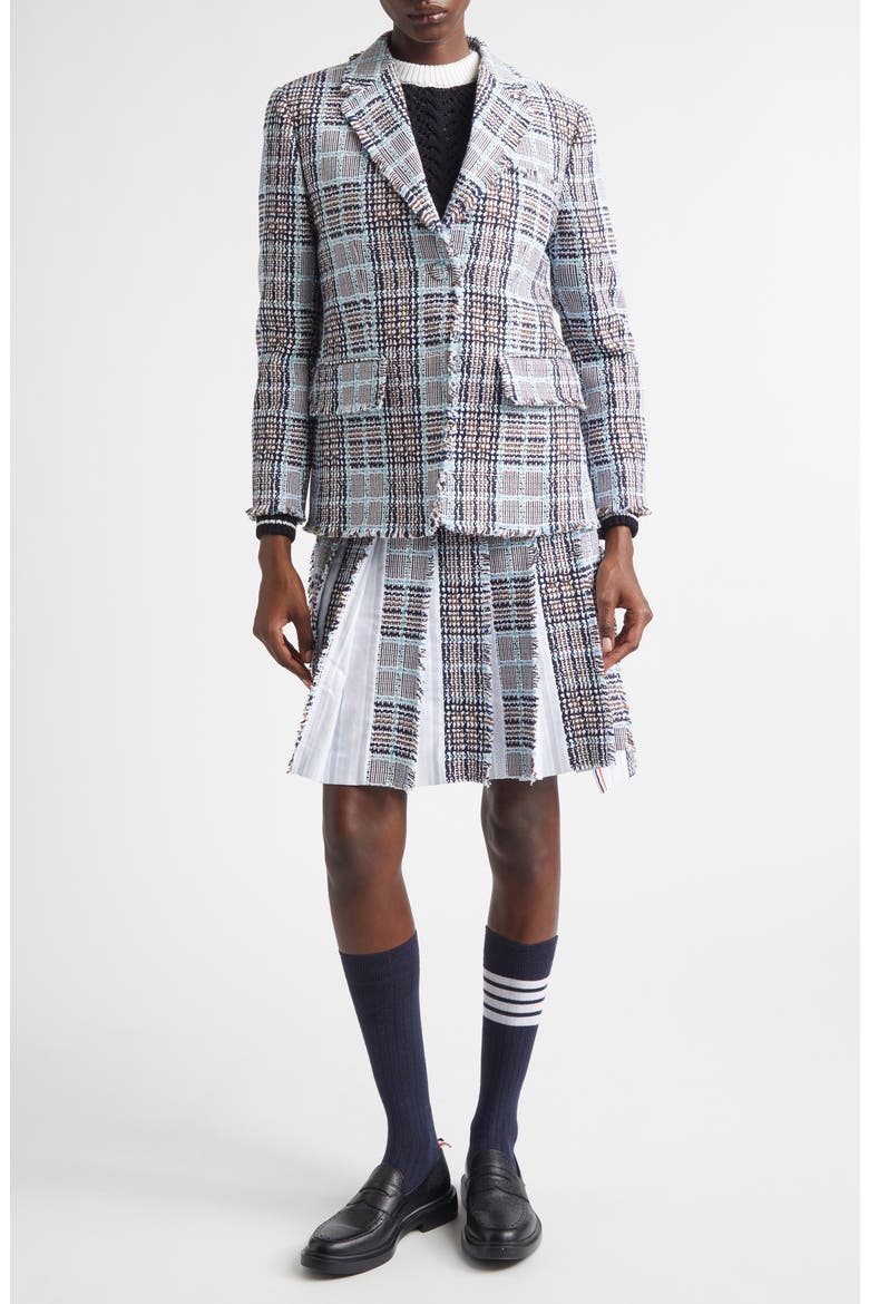 Plaid Drop Back Pleated Tweed Skirt, Alternate, color, SEASONAL MULTI