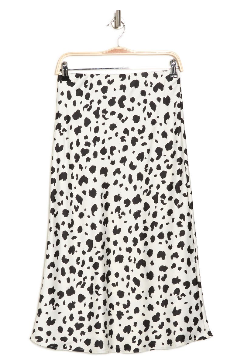 Renee C Cheetah Print Satin Midi Skirt, Alternate, color, Ivory