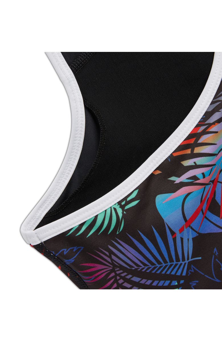 TomboyX Racerback Zip Compression Bikini Top, Alternate, color, Palm Dreams