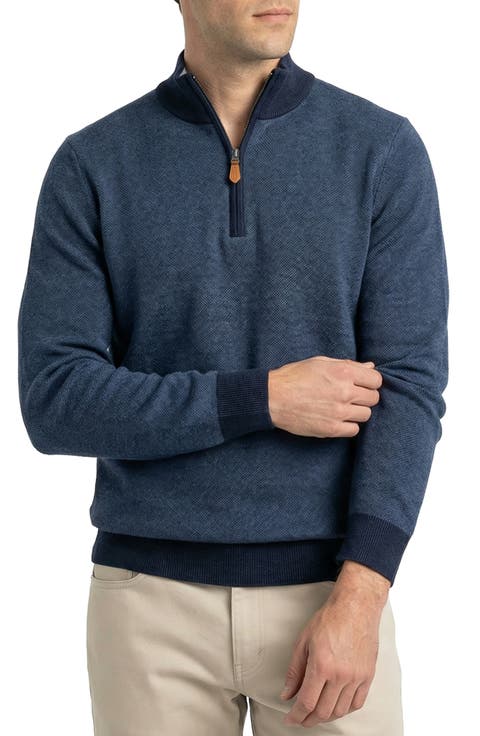 Merino Wool Blend Quarter Zip Pullover