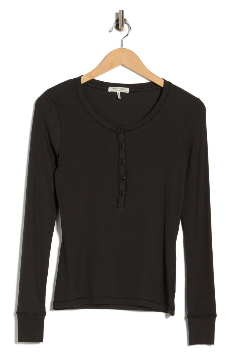 rag & bone Essie Rib Henley, Alternate, color, Black