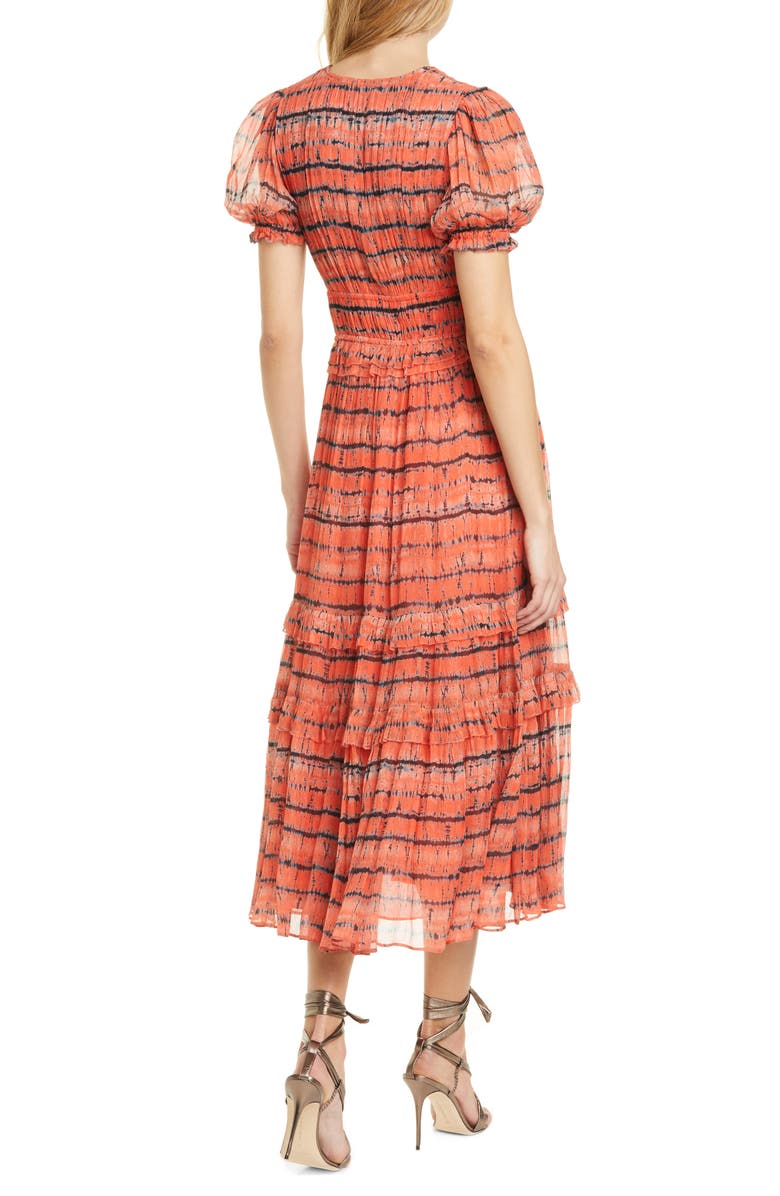 Ulla Johnson Elodie Tie Dye Silk Midi Dress, Alternate, color,