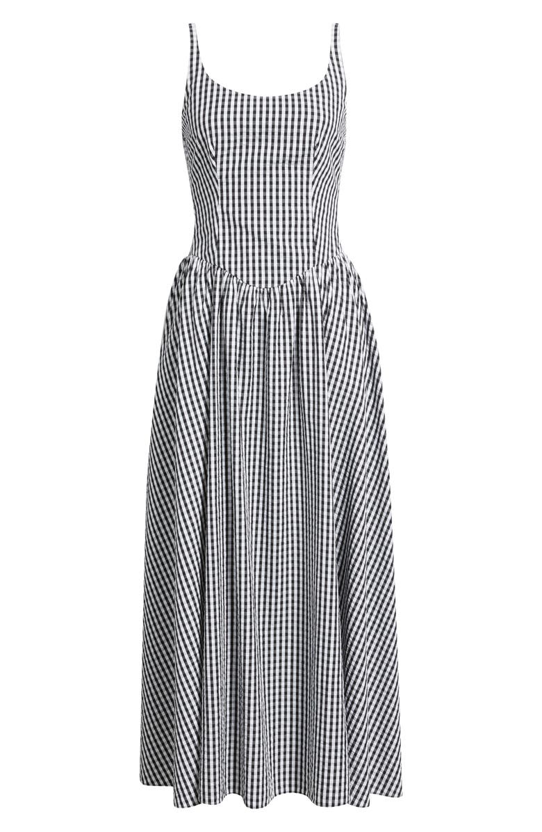 Faithfull the Brand Chiara Cotton Gingham Dress, Alternate, color, Black Textured Gingham
