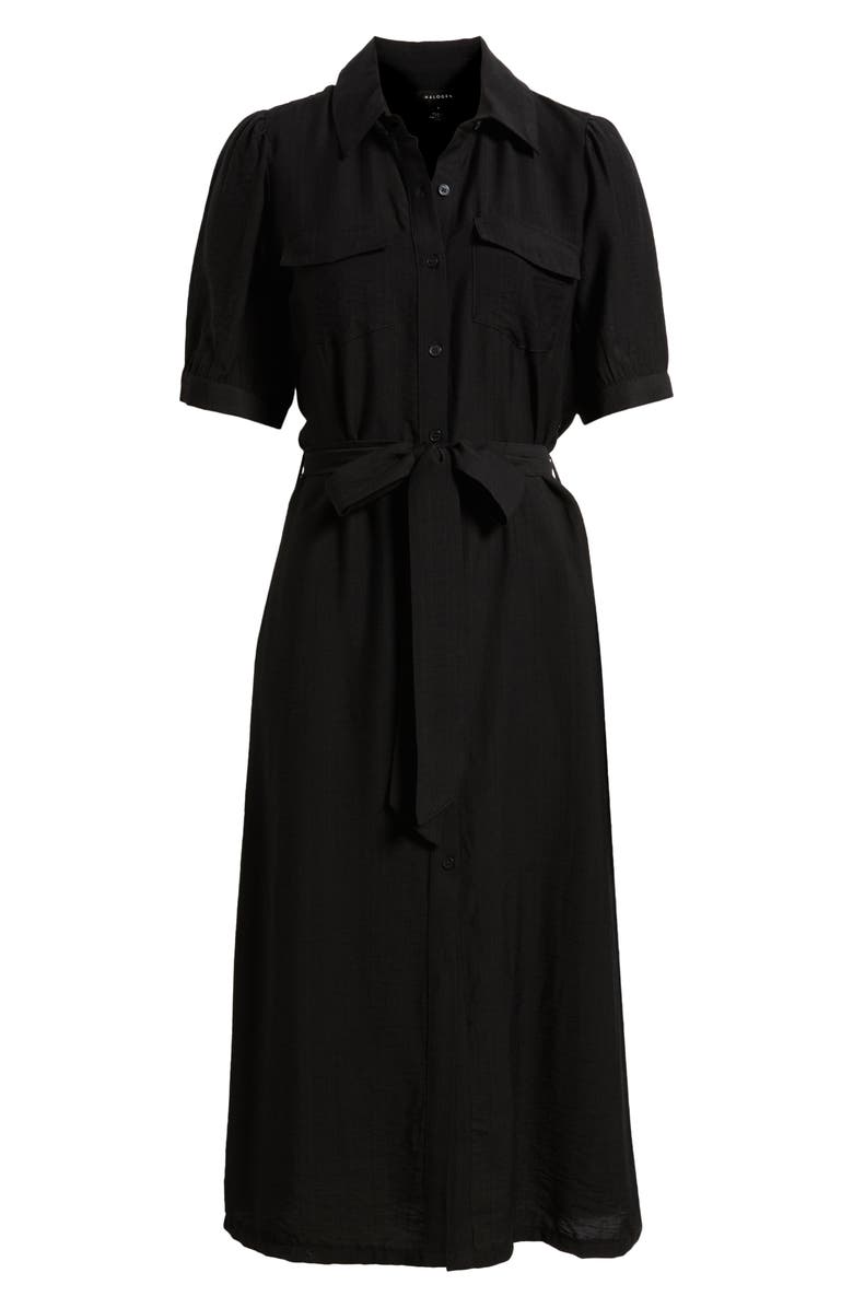 Halogen<sup>®</sup> Tie Waist Midi Shirtdress, Alternate, color, Rich Black