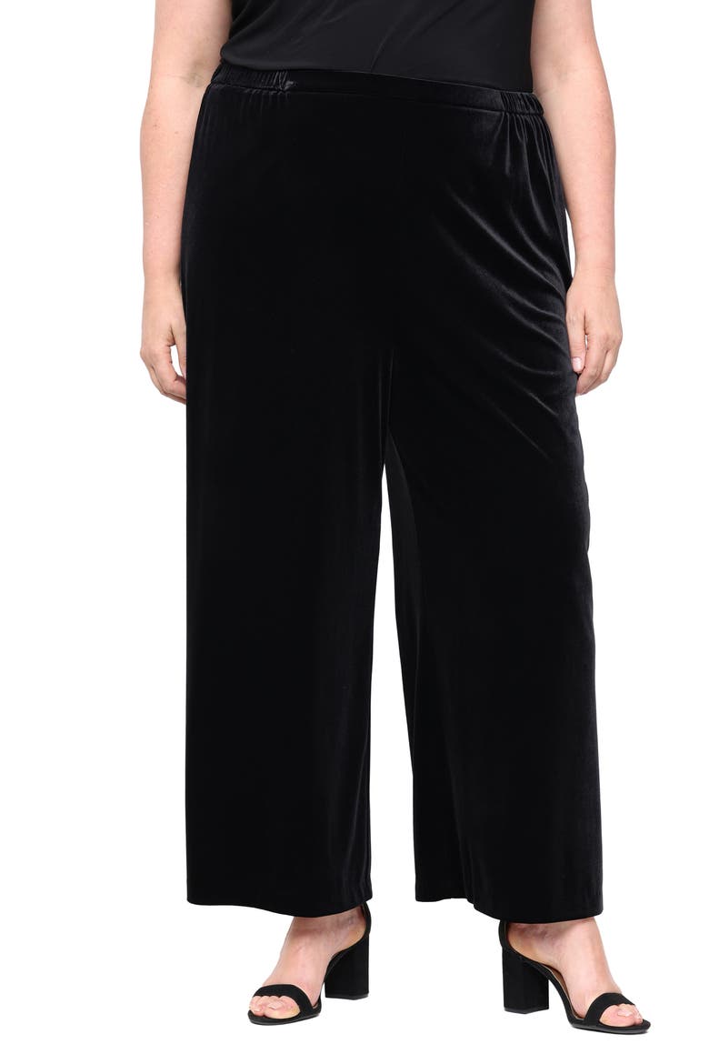 Stretch Velvet Palazzo Pants, Main, color, BLACK