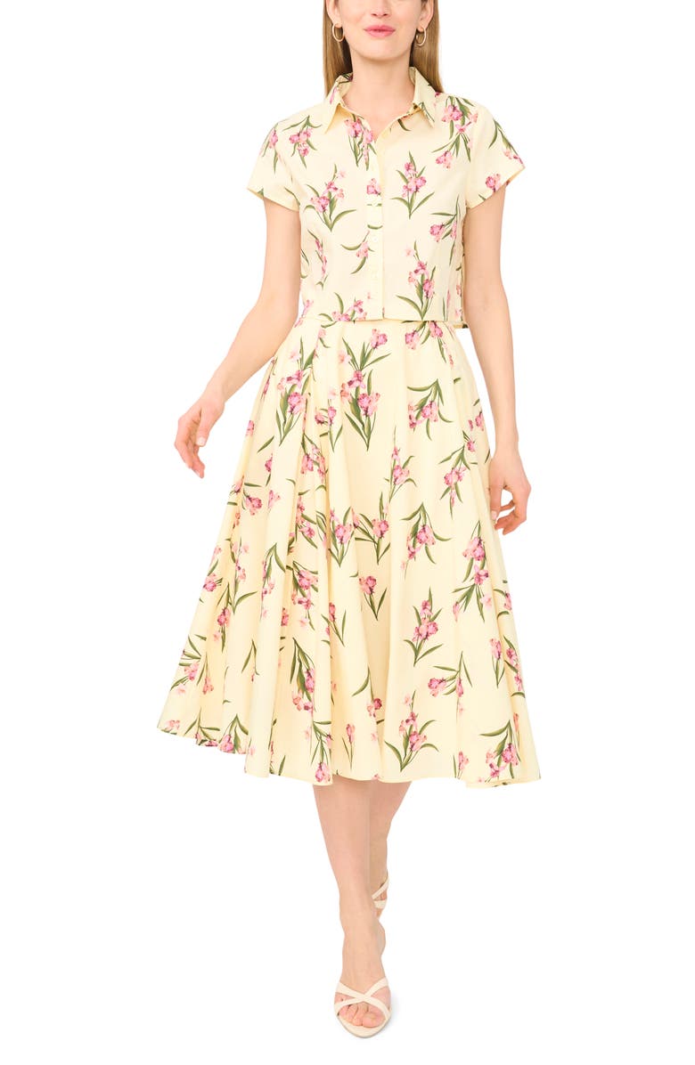 Ted Baker Cap Sleeve Button Up Shirt, Alternate, color, Light Yellow